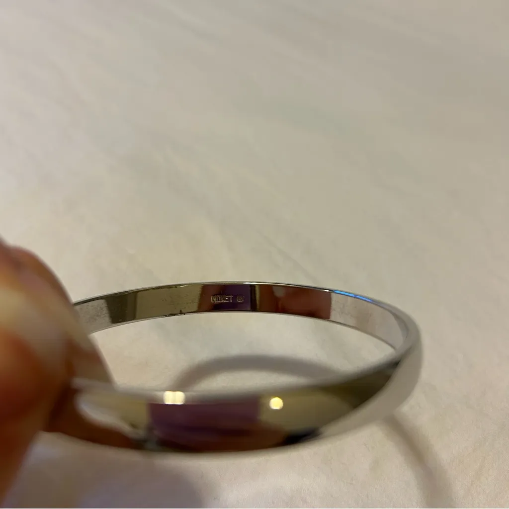 Monet Signed  Shimmering Silver Tone
Bangle Style Bracelet - Image 3