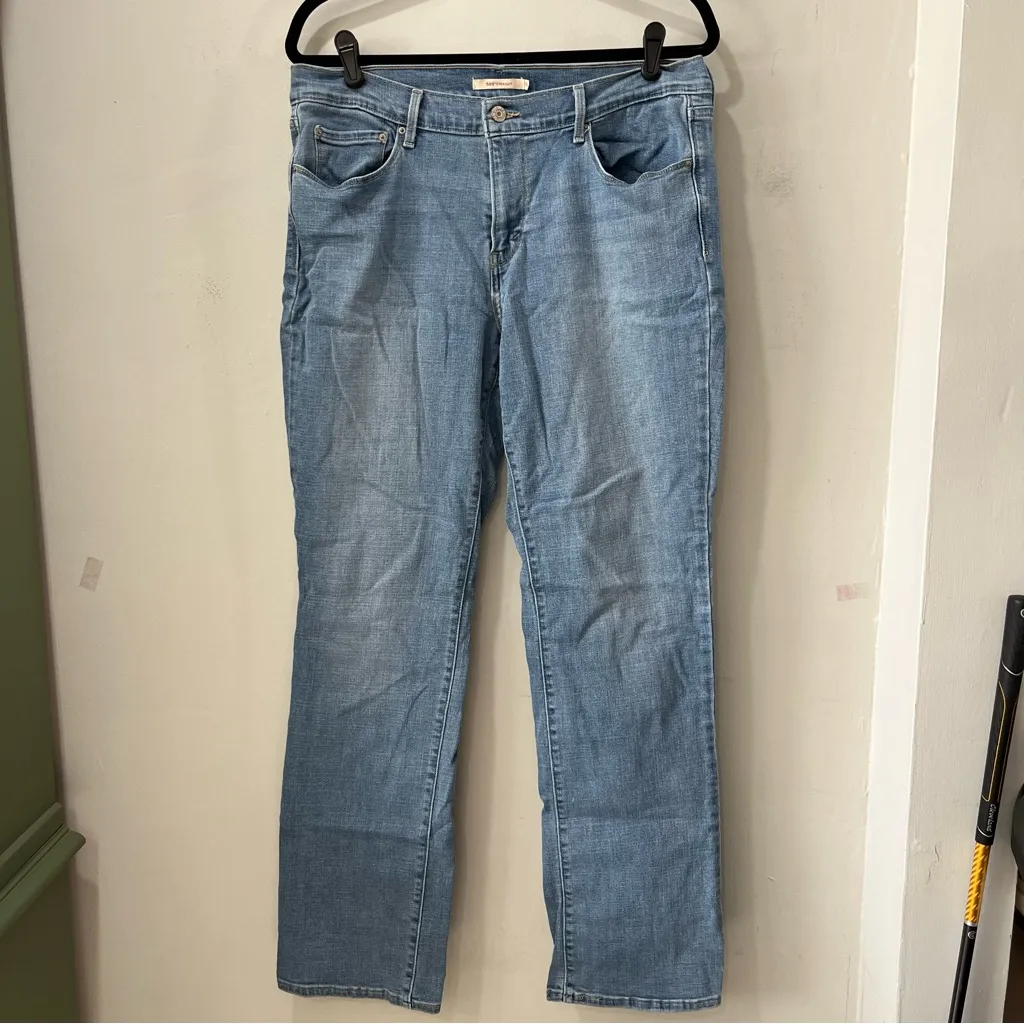Levi's 505 Straight Leg Women's size 14 Regular Wash Blue Denim Jeans W34 L42 - Image 5