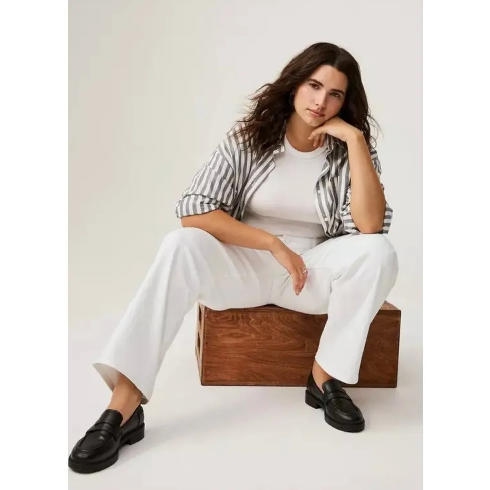 Torrid‎ Cotton White Perfect Wide Leg Vintage Stretch Mid Rise Jeans Size 10T - Image 5