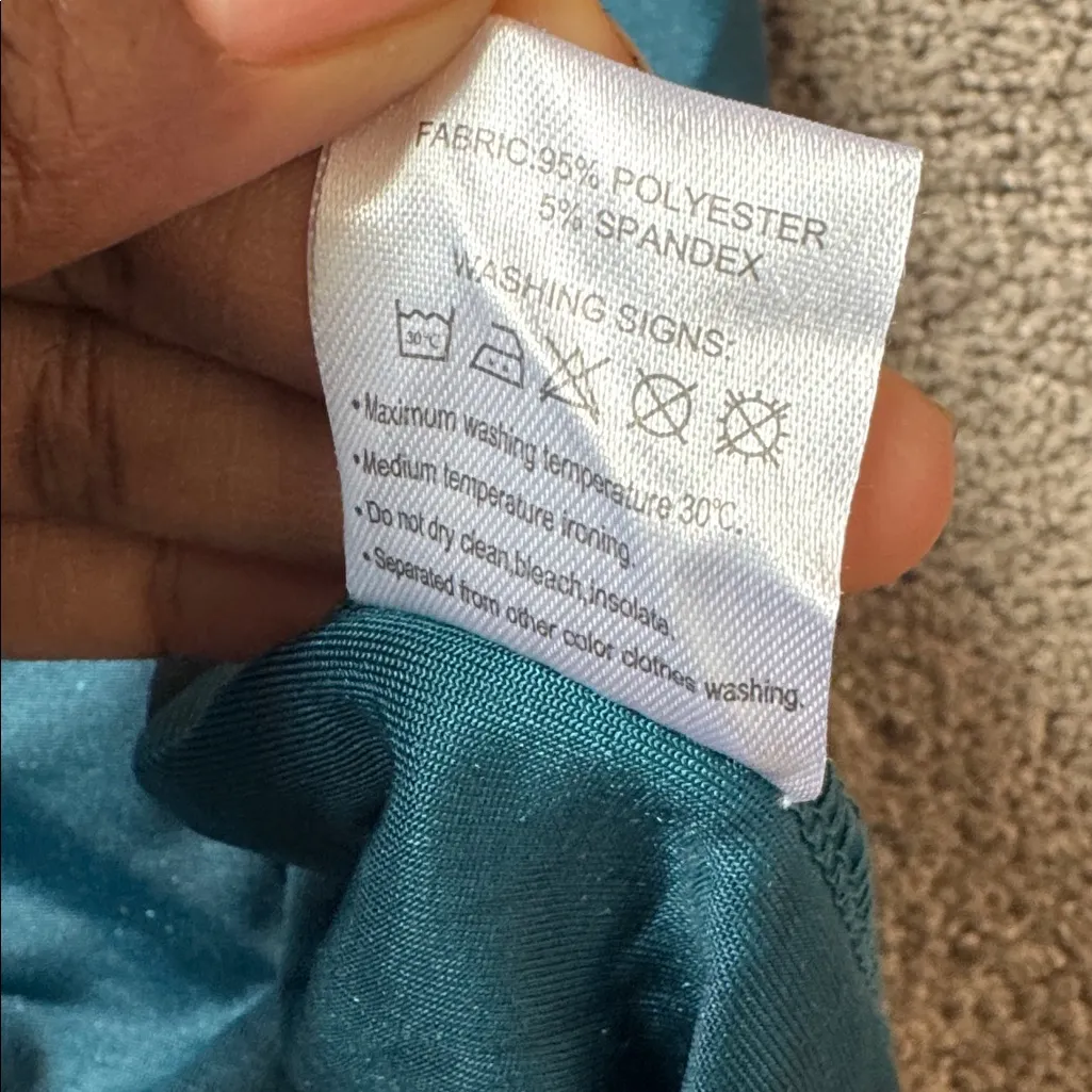 Urban Coco Dark Teal Velour Long Sleeve V-Neck Dress SIZE L - Image 5