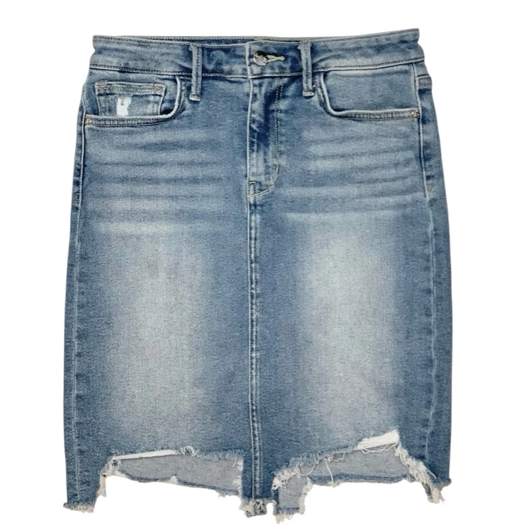 Sam Edelman $98 The Riley Skirt Distressed Asymmetrical Denim Skirt Size 29 - Image 10