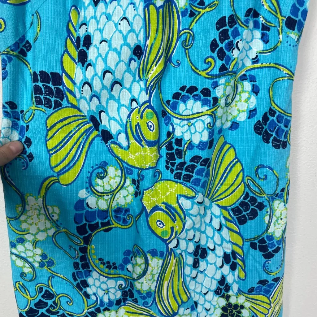 Lilly Pulitzer Woman's 0 Blue and Green Koi Fish Stephanie Tank‎ Sheath Dress - Image 4