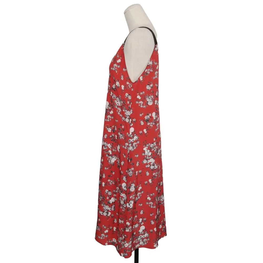 rag & bone Zac Asymmetrical Floral Print Silk Dress Red Sz Small - Image 3