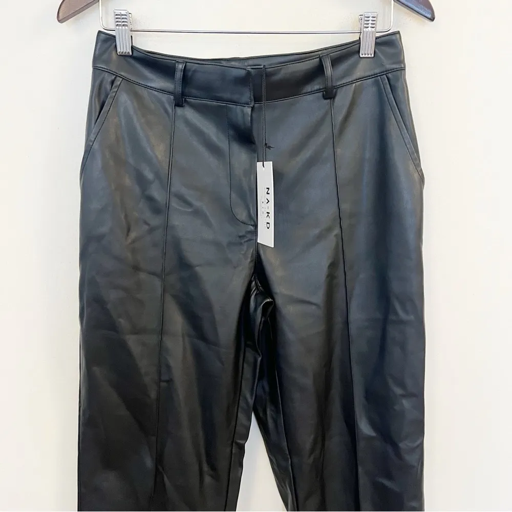 PU Mid Rise Straight Leg Pants Black Size EU 38/ US 8 Faux Leather NEW - Image 4