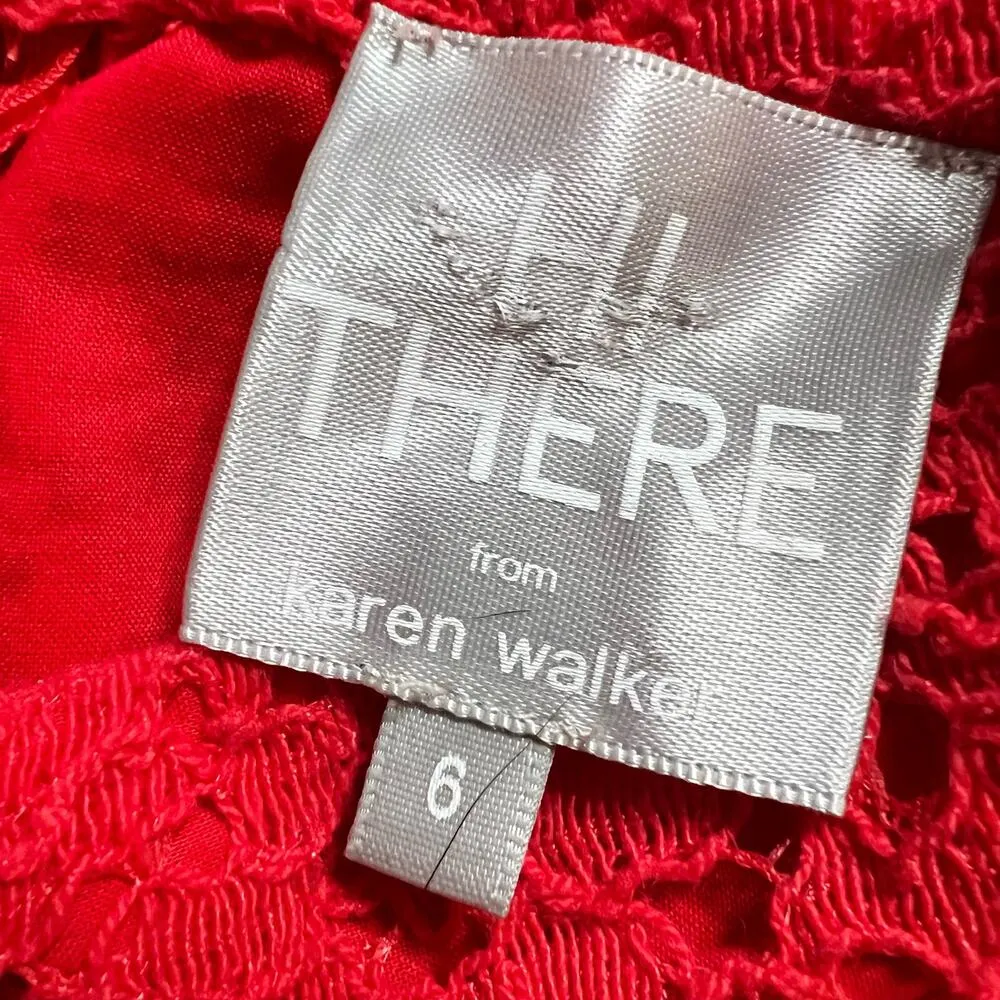 Hi There Karen Walker Anthropologie Angie Lace Short Mini Dress 6 Women’s Coral - Image 4