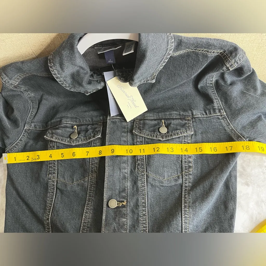 New Universal Thread Denim Jumpsuit Dress Skirt Romper Thick Dark Long Sleeve - Image 15