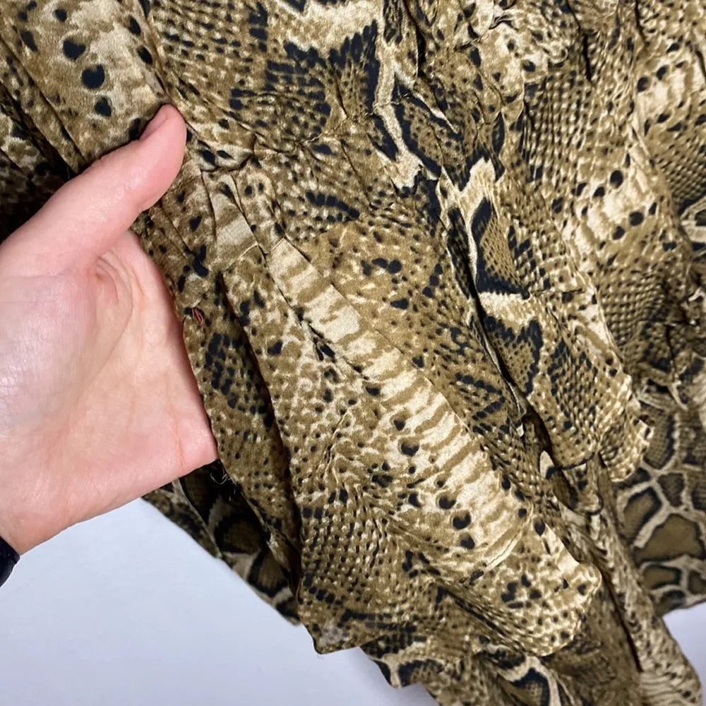 Isabel Marant Etoile Java python print asymmetric ruffle sheer mini dress sz XL - Image 11