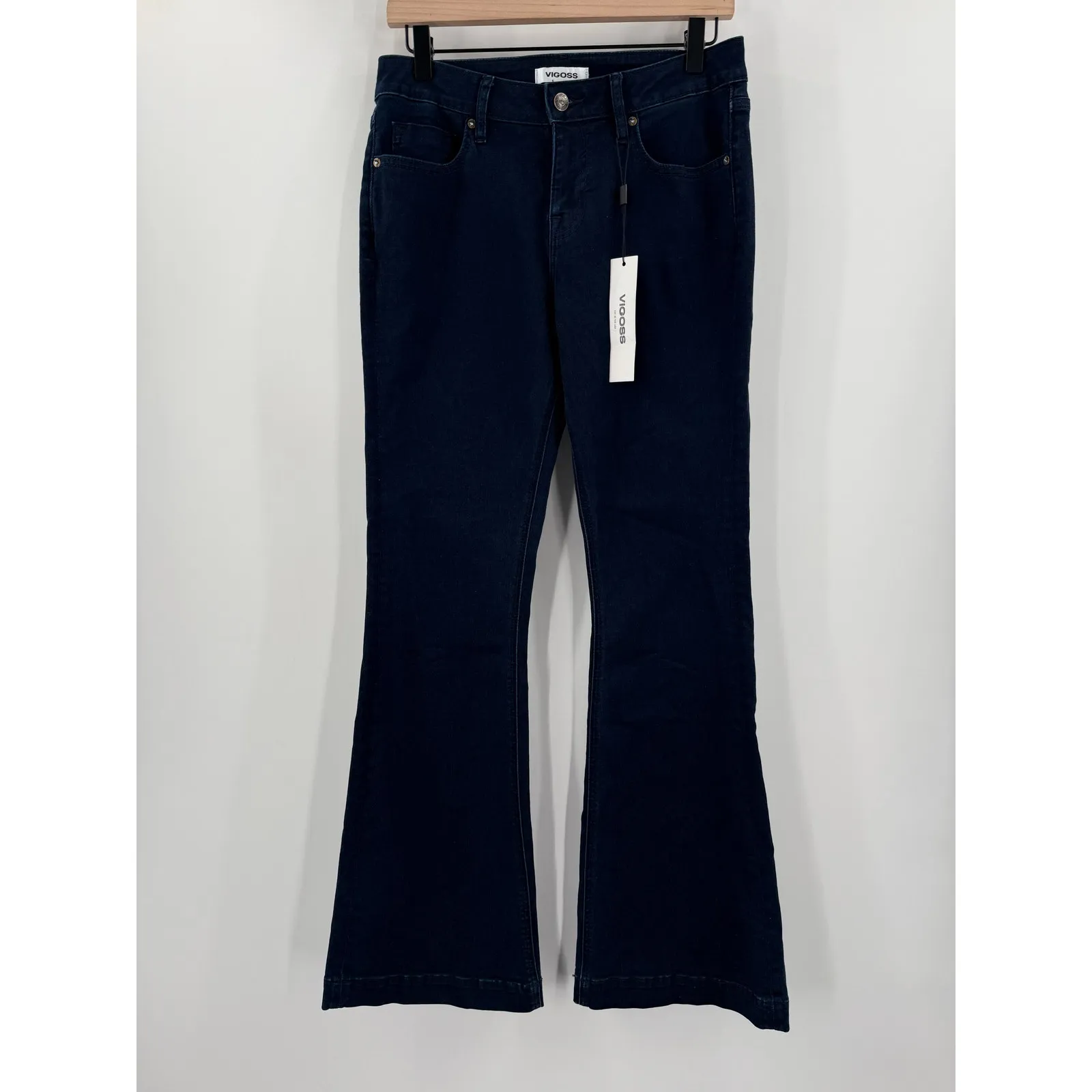 VIGOSS Denim Jeans SZ 26 Marley Mid Rise Flare Trouser NWT Cotton Stretch Indigo - Image 15
