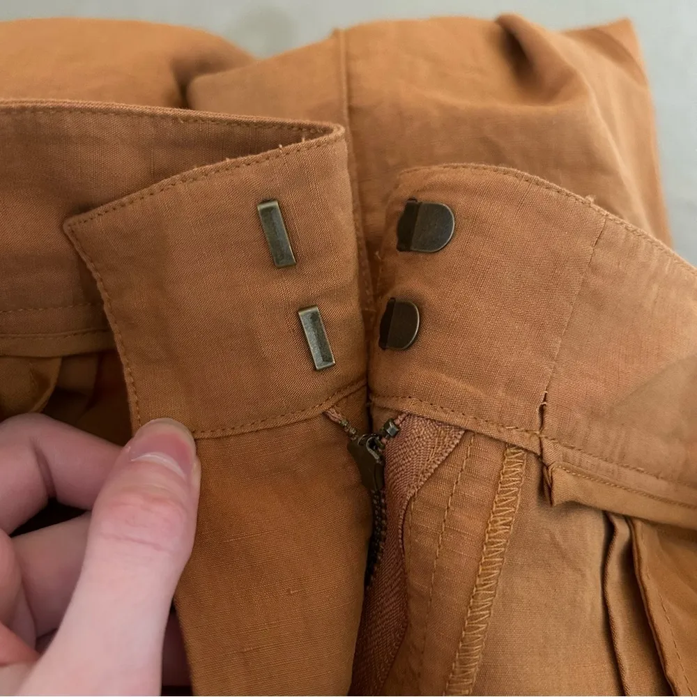 Ulla Johnson Wide Leg High Rise Cotton Linen Blend Pleated Trousers Size 10 - Image 10