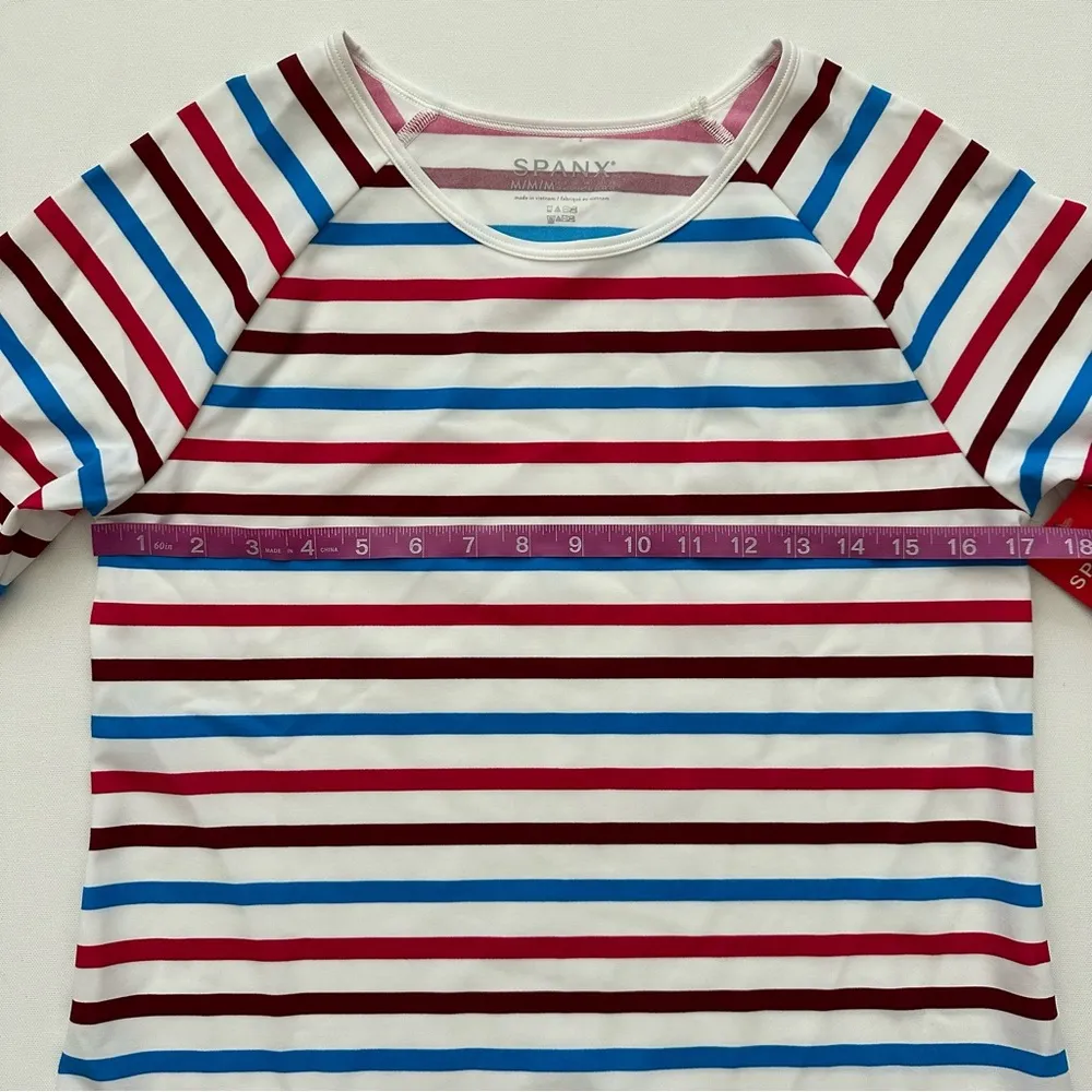 SPANX Swim Shirt Ocean Stripe Hibiscus Long Sleeve Top Women’s Size M - Image 13