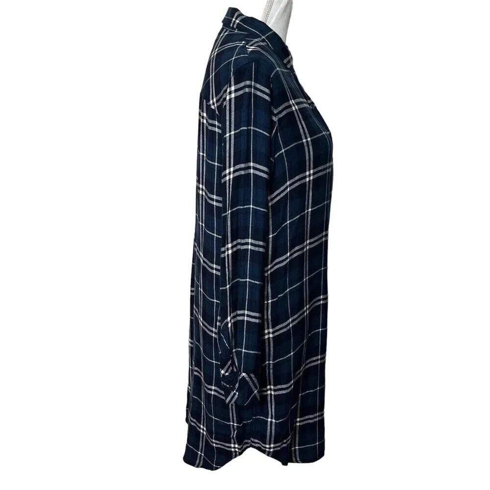 RAILS Bianca Shirt Dress Size Small Plaid Rayon Long Sleeve Mini Button Down - Image 6