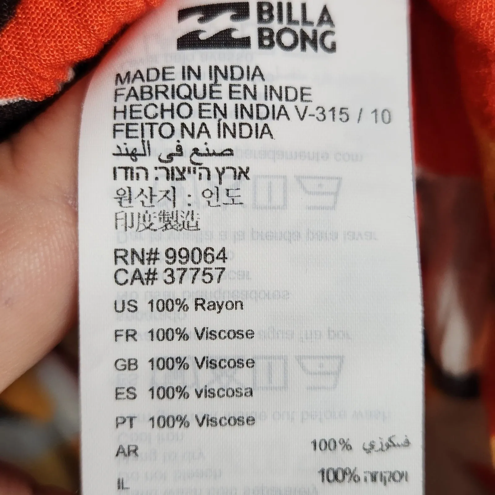 Billabong  Clear Days Woman’s Orange Lightweight Beachy Top Size Small - Image 4