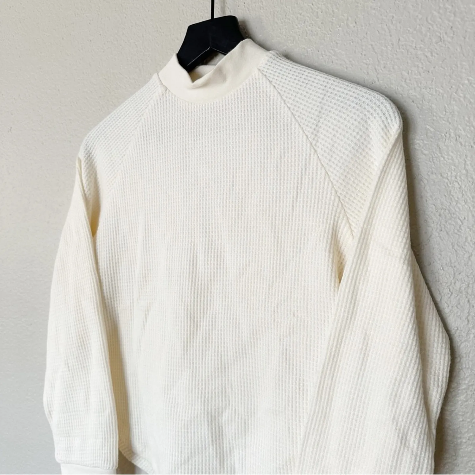 Madewell Tops Womens Waffle-Knit Long-Sleeve Crewneck Tee Ivory Size XXS‎ NEW - Image 4
