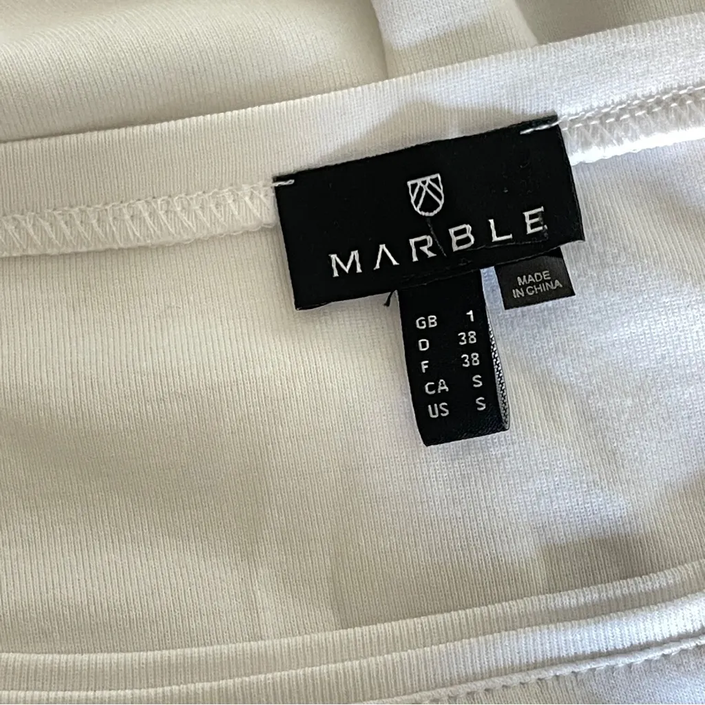 Marble 100% Cotton White Embellished Women's Top - Image 6