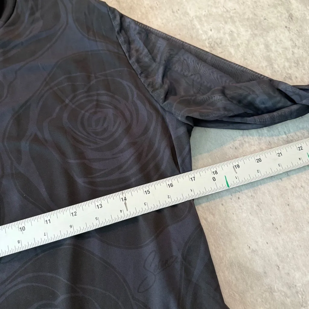 Selena Quintanilla Official Mesh Bodysuit Black Rose Long Sleeve XXL - Image 3