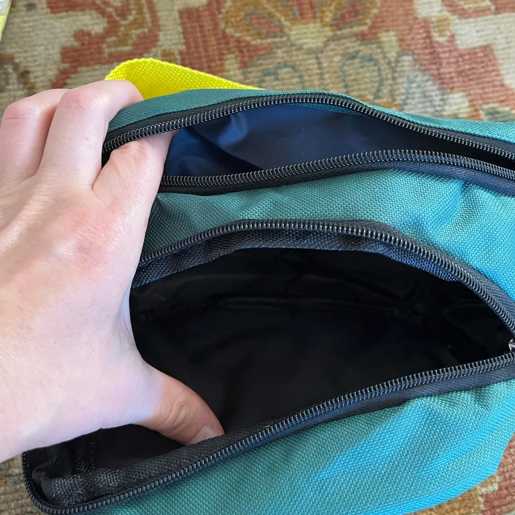 Oakland A’s Rainbow Pride Fanny Pack with Yellow Strap Green - Image 4