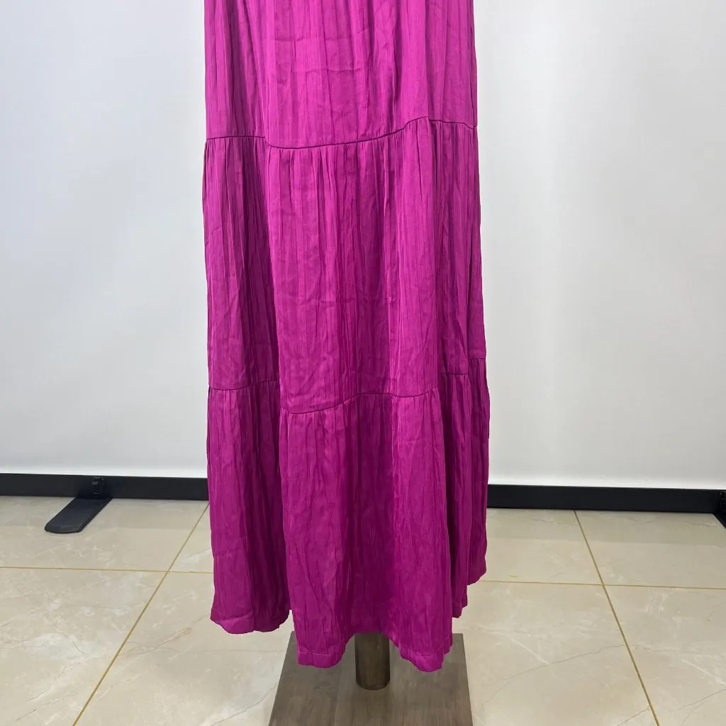 NWOT ANTHROPOLOGIE Ruffled Tiered Midi Dress In Berry Size XL - Image 12