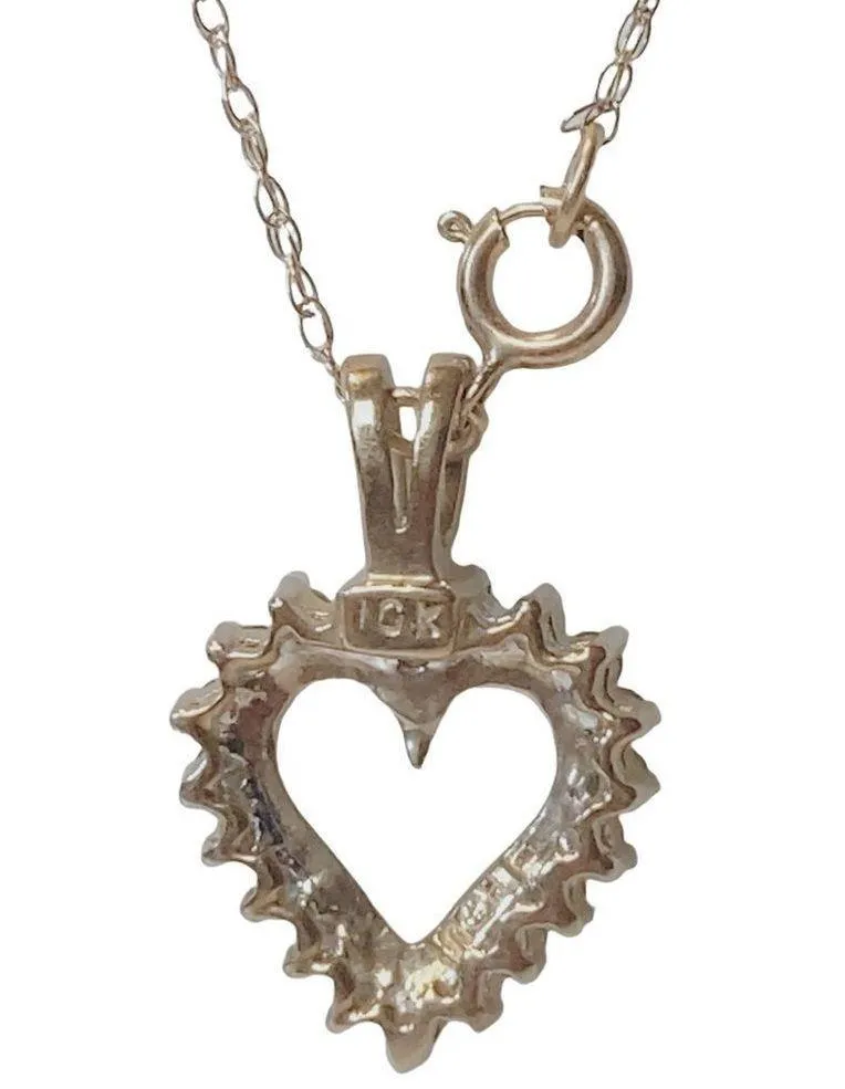 10K 10KT Diamond Heart Yellow Gold Necklace - Image 3