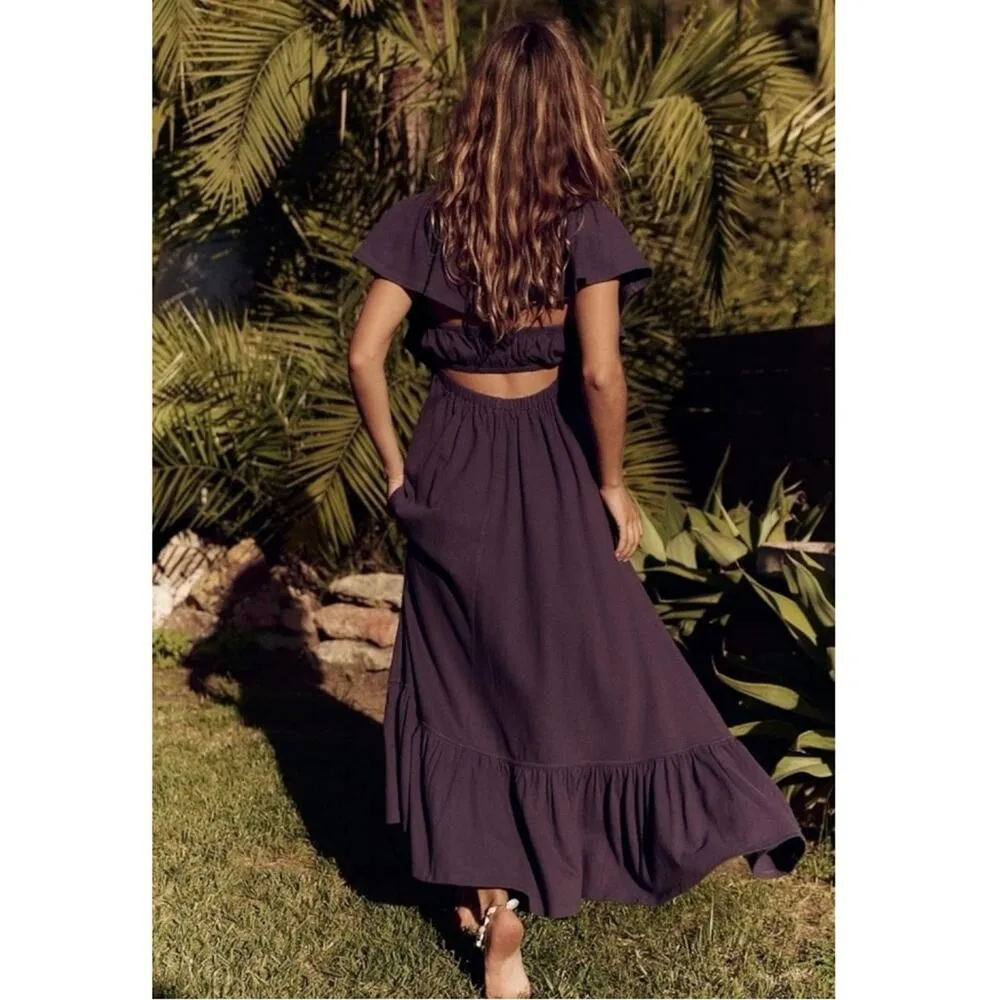 Free People Lynne Midi Dress in Elderberry Size Small NWT Western Bohemian Fall - Image 6