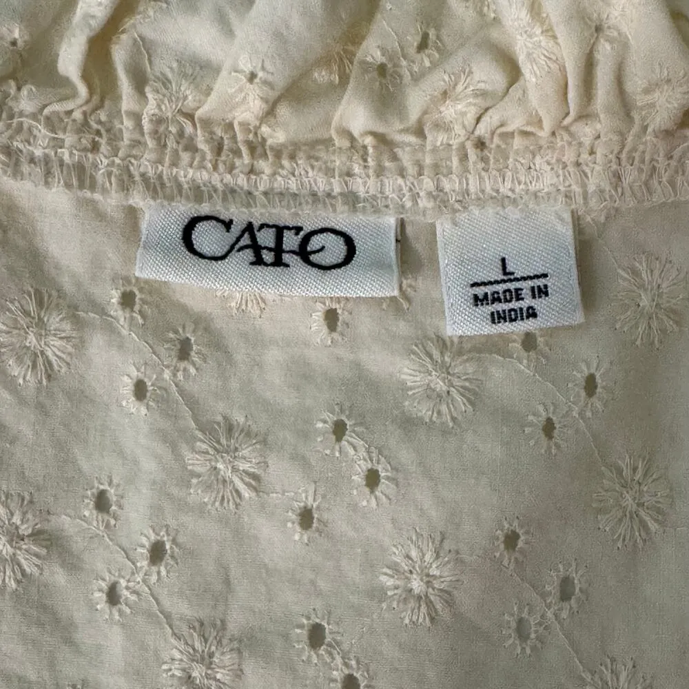 Y2k Cato embroidered eyelet top size L - Image 4