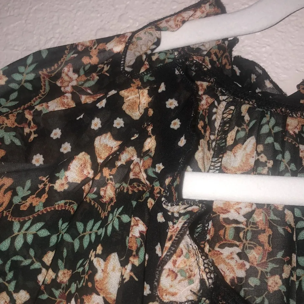 Aakaa Size S Floral Tassel Tie Neck Mini Babydoll Boho Dress - Image 7