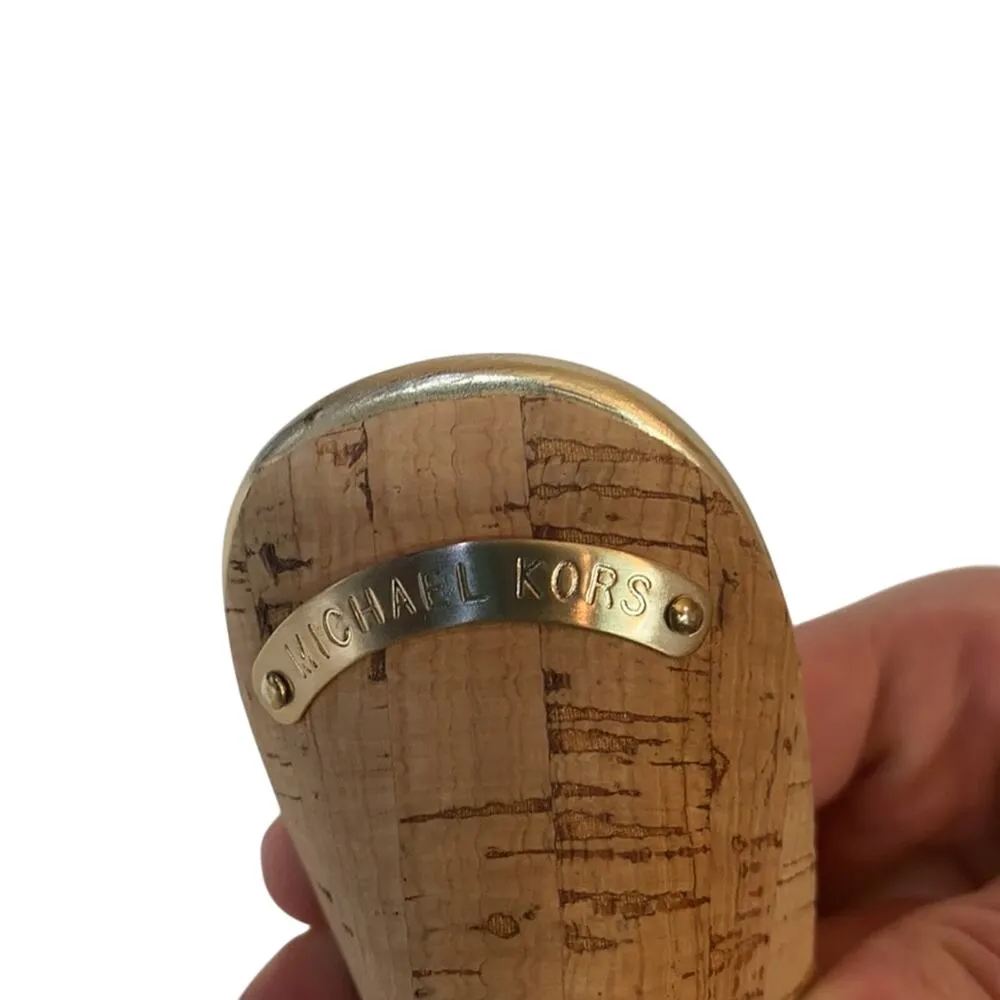 Michael Kors Crocodile Leather Cork Slides Heels - Image 7