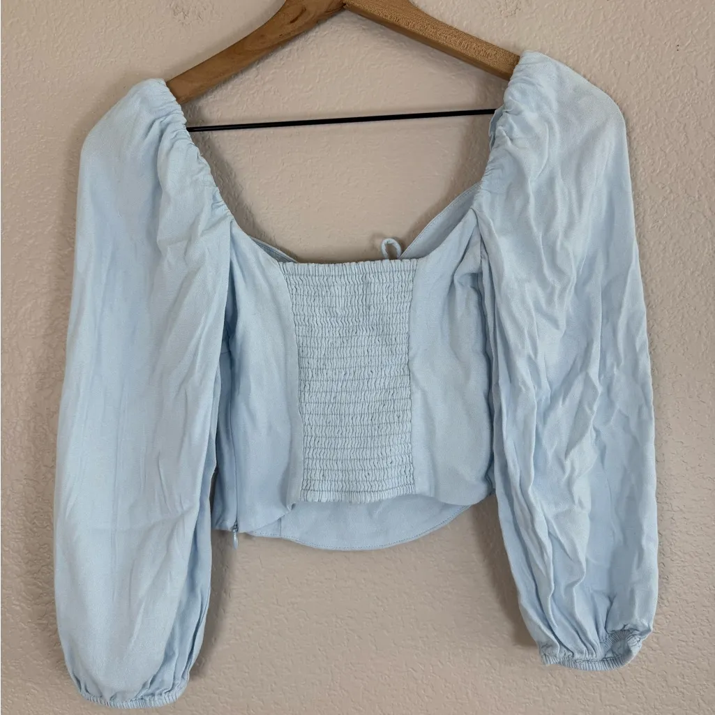 Aritzia Wilfred Novella Milkmaid Blouse in Light Blue 2XS XXS $98 - Image 10