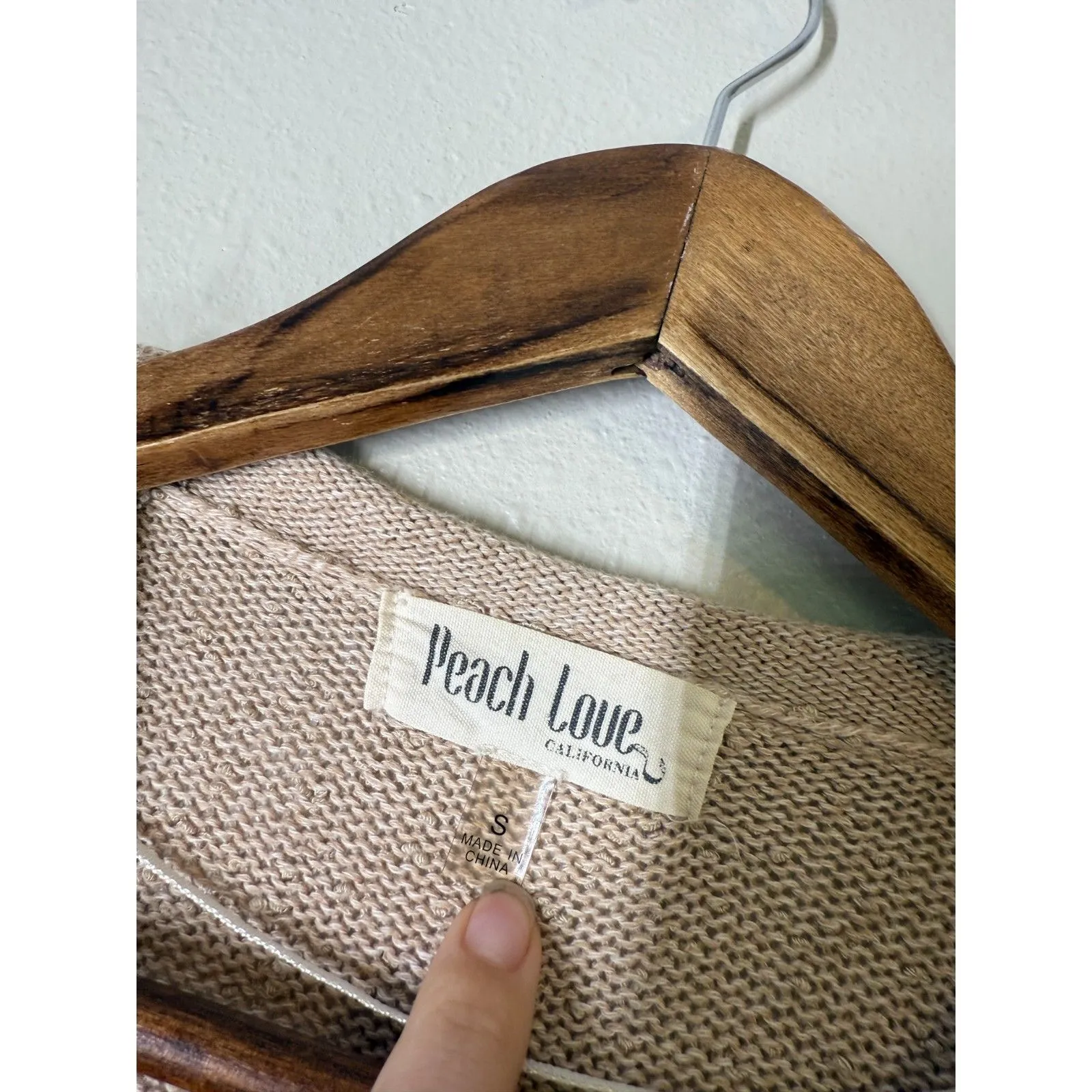 Peach Love California Womens Raw Hem Sweater Sz S Oversized Boho Popcorn Knit - Image 5