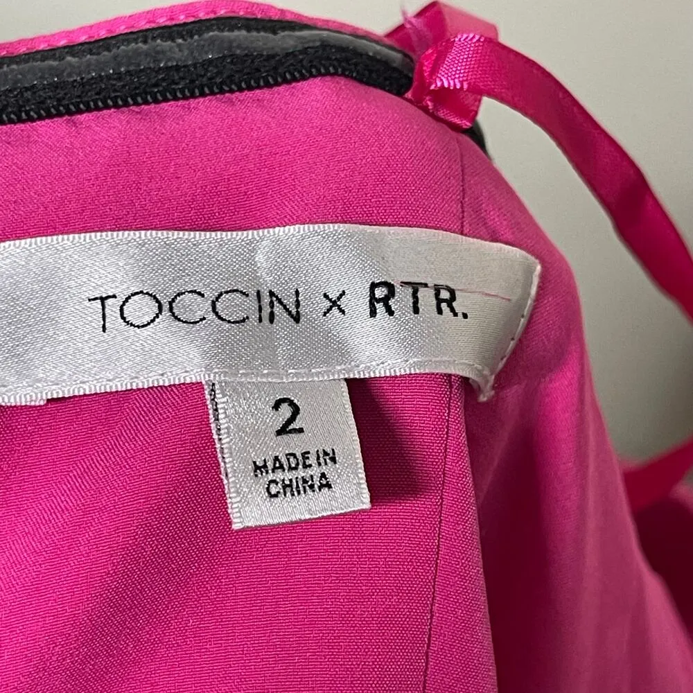 TOCCIN X RTR Pink Oversized Bow Sleeve Mini Dress sz 2 - Image 3