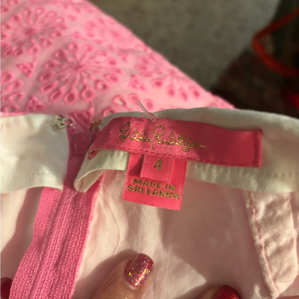 Lilly Pulitzer Size 4 Faye Skort Skirt Short in Prosecco Pink Eyelet Lace Ruffle - Image 3