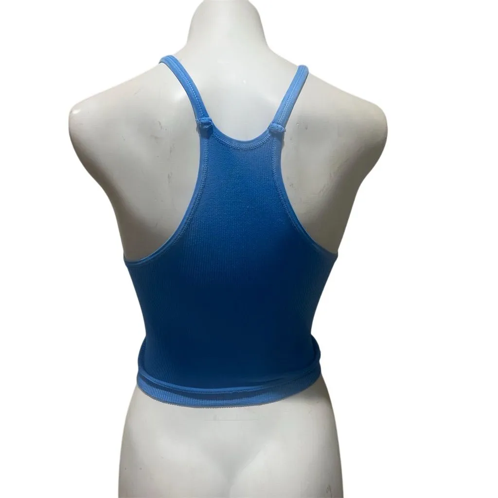 Free People Movement Women's Blue Ribbed Compression Crop Tank Top M - Image 5