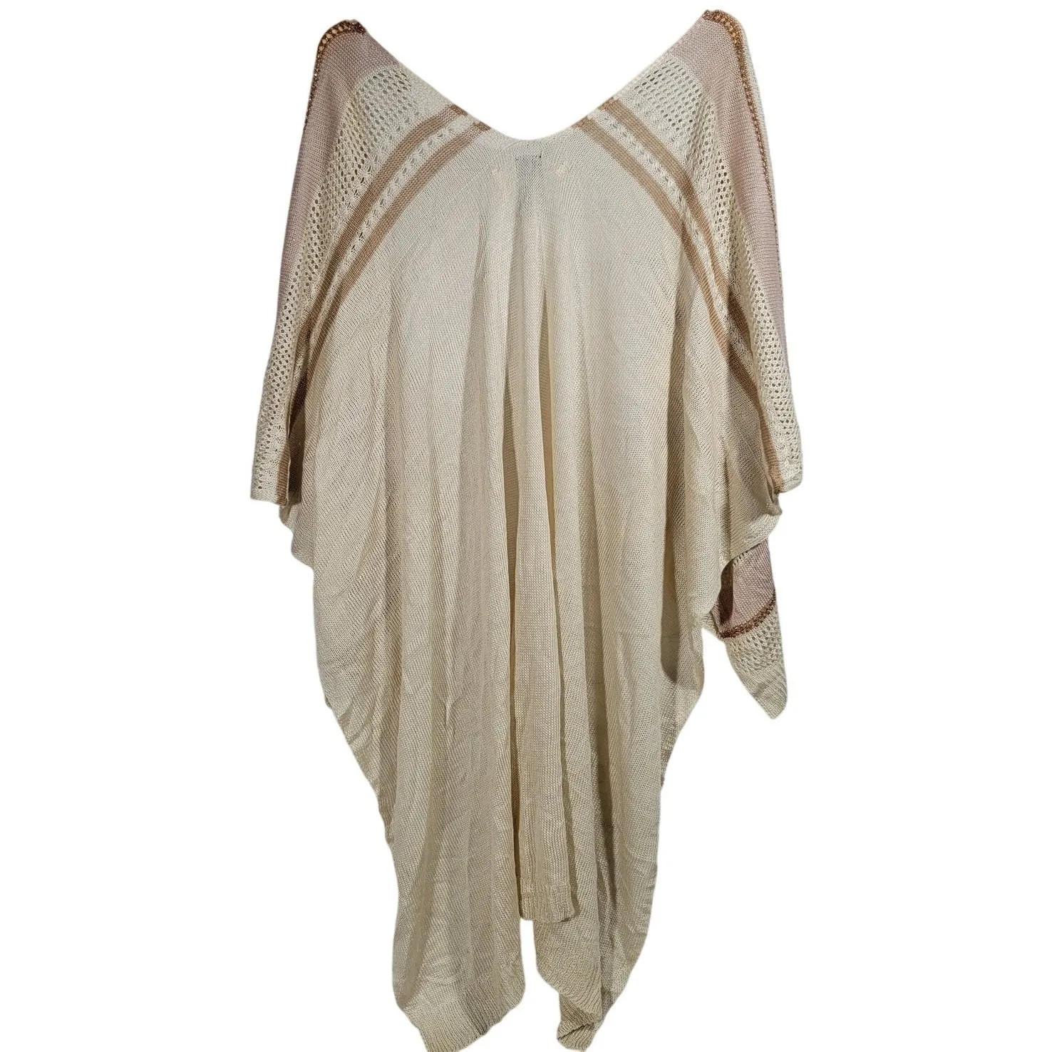 Vince Camuto Knit Cardigan Kimono Cover Up Beige Metallic One‎ Size - Image 6