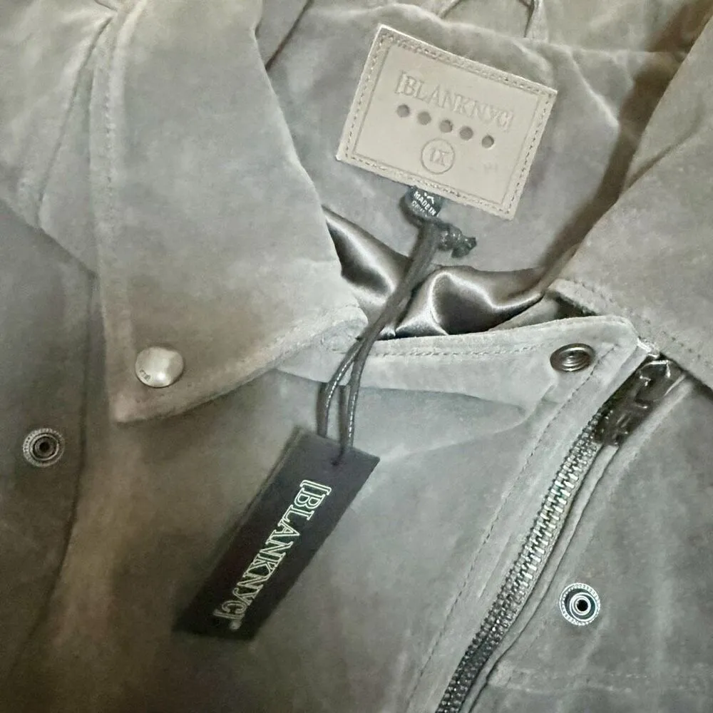 BLANK NYC | Suede Moto Asymmetrical Jacket High Altitude Gray Taupe | 1X (Plus) - Image 6