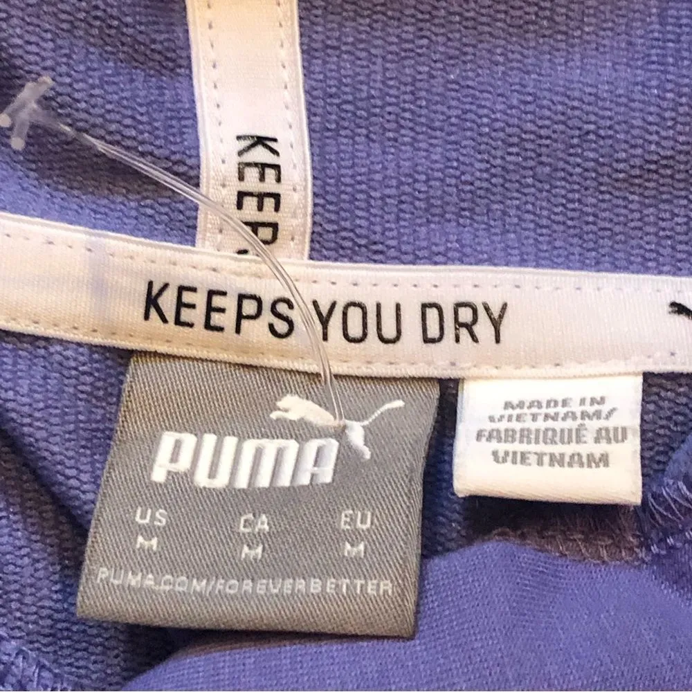 PUMA Women's Purple Semi- Cropped Oversized Hoodie Sz Medium - Image 3