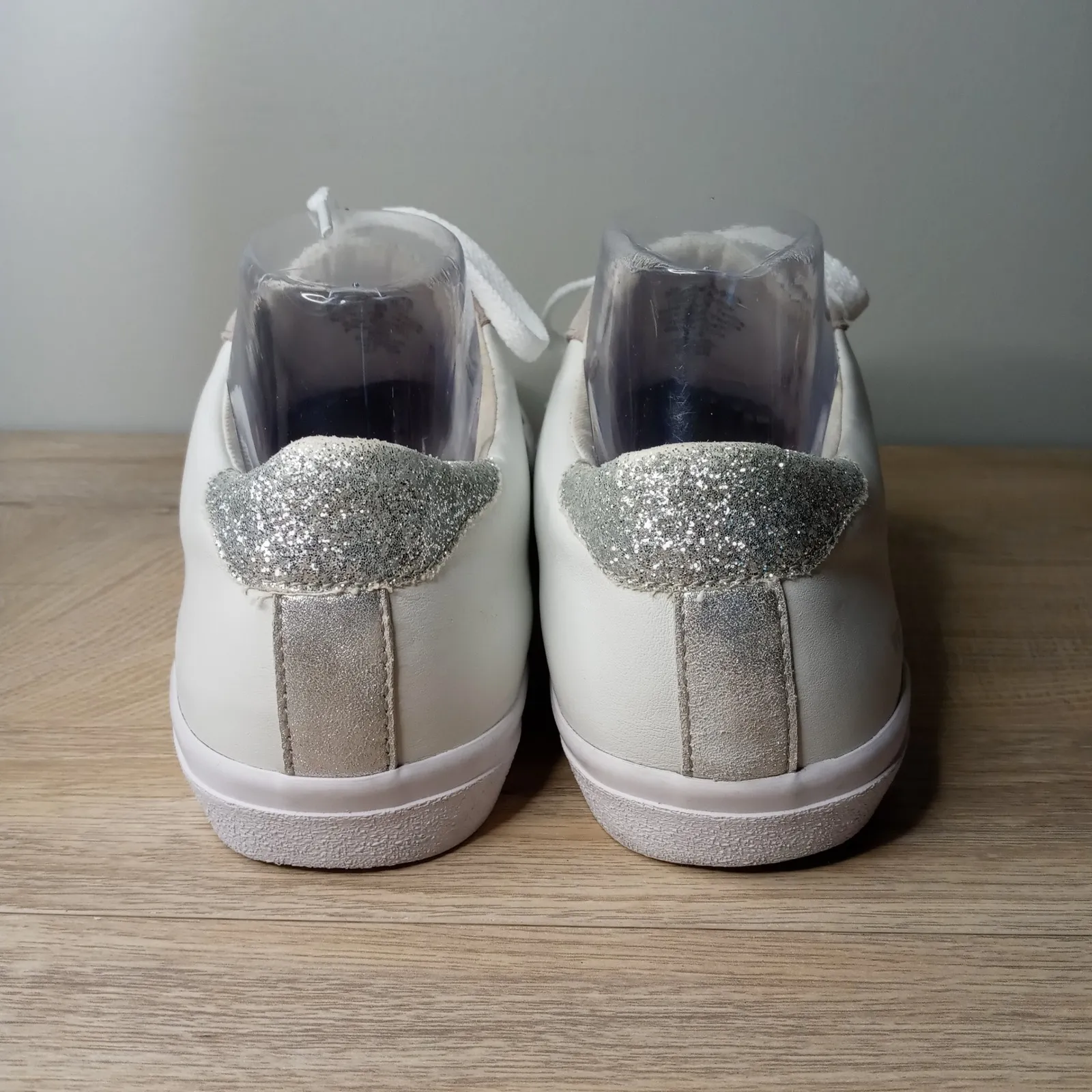 Madewell Sidewalk Low Top Sneakers White Leather Silver Accent Women 10 Mens 8.5 - Image 6