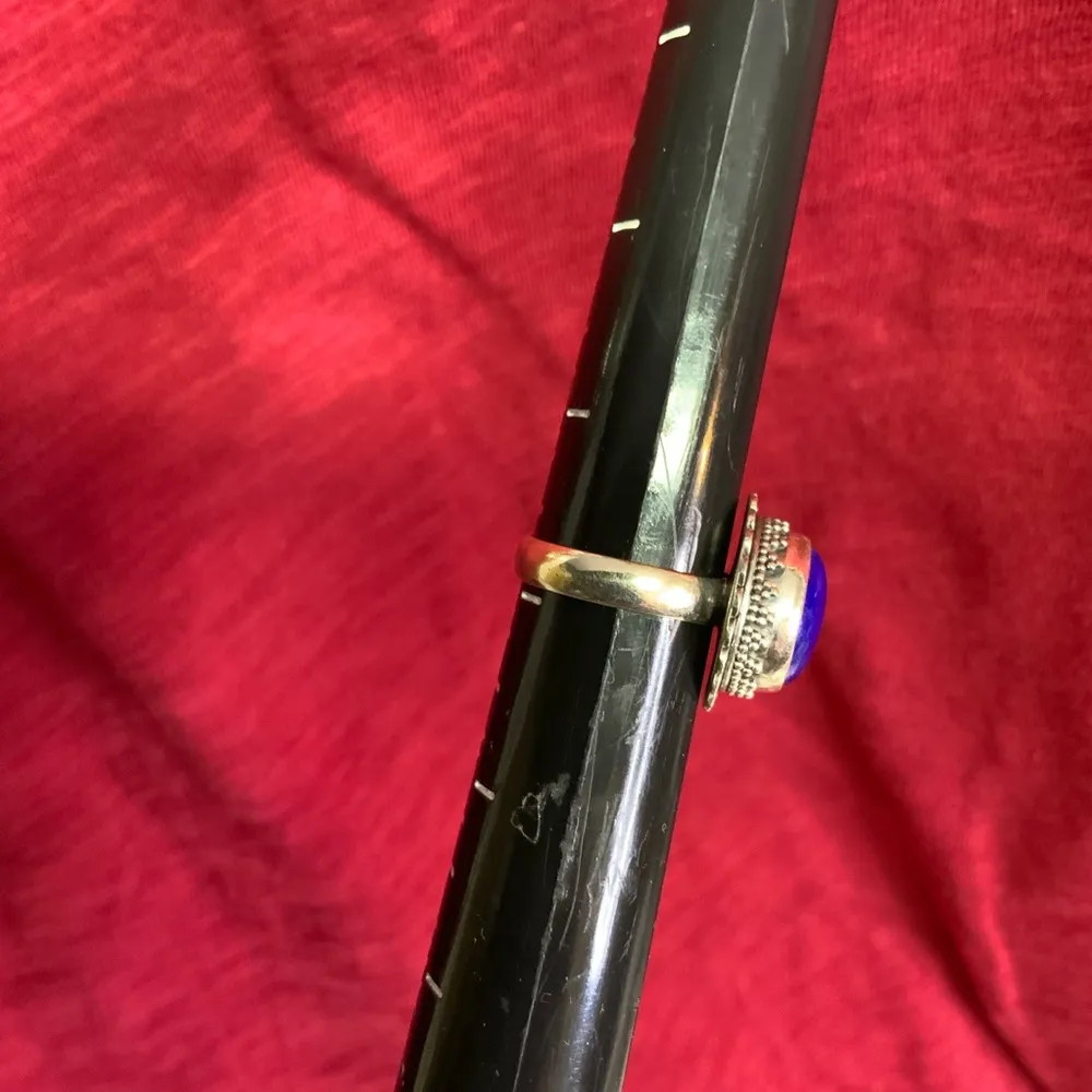 Elegant Blue Lapis Stone Sterling Silver 925 Ring - Image 4