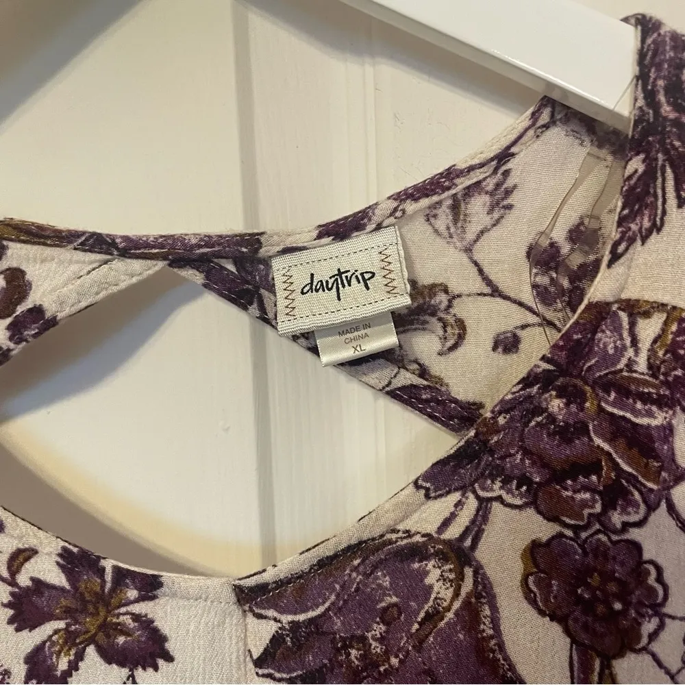 Women’s Daytrip Purple and Cream Floral Blouse - Image 4