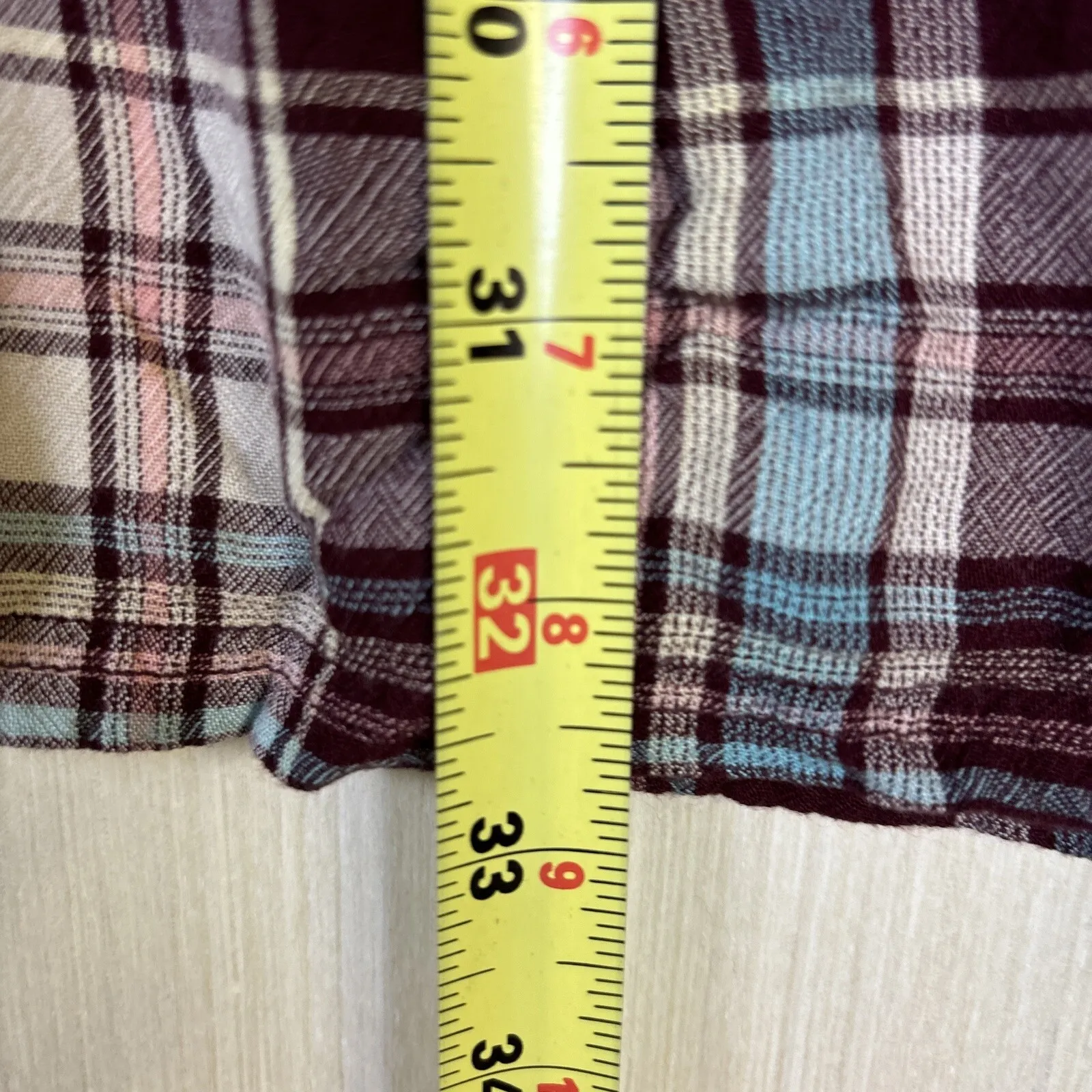 LOFT Ann Taylor Womens Dress Sz XS Shirt Style Button Up Tiered Purple Plaid - Image 7