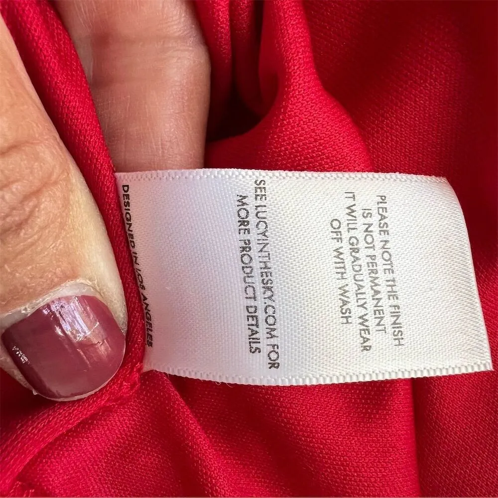 Lucy in the Sky Red Chiffon Mini Dress M Long Sleeve V-Neck Party/Cockta… - Image 8