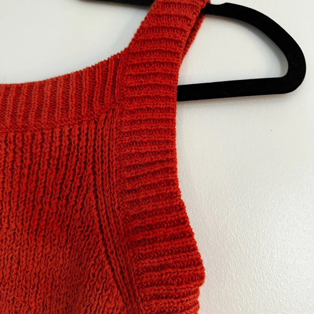 J Crew Womens Sleeveless Ribbed Sweater XXS Tangier Orange Square Neck. - Image 11