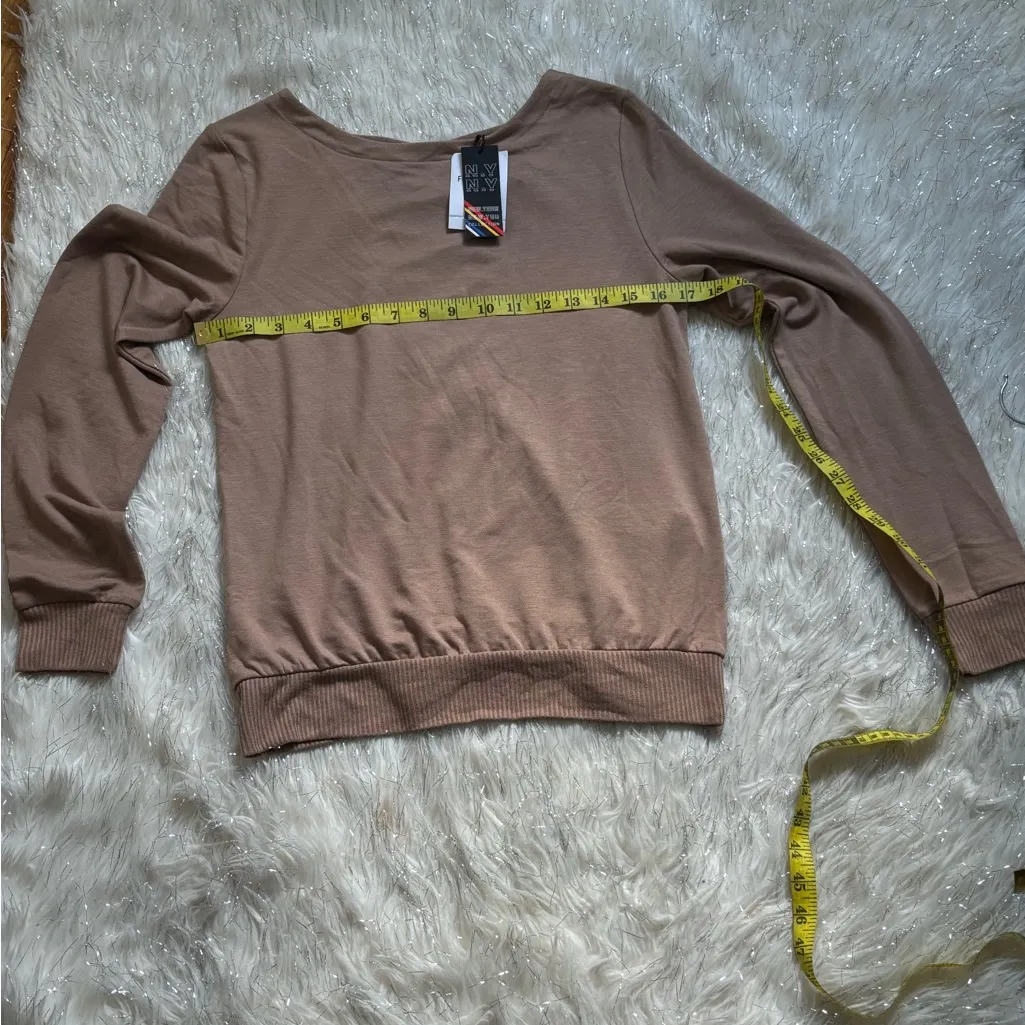 Forever 21 Tan Women’s Crisscross Pullover Sweatshirt Size XS - Image 9