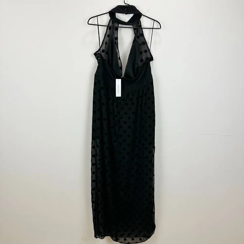 Topshop Maxi Dress Chiffon Polka Dot Black Halter Sleeveless Backless US 10 NWT. - Image 10