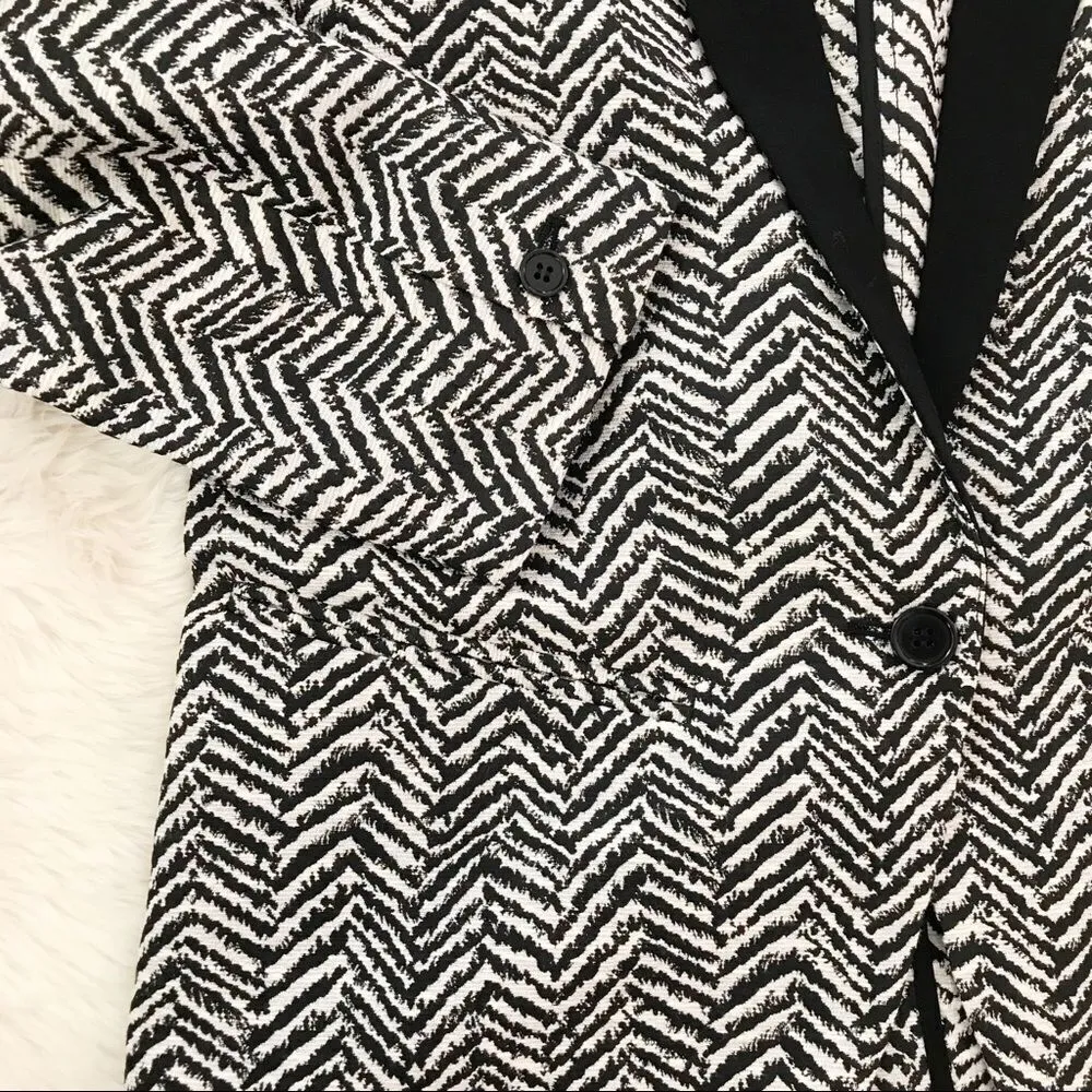 JOE’S JEANS Zebra Print Tuxedo Jacket Blazer‎ Boyfriend Black Gray Small New - Image 5