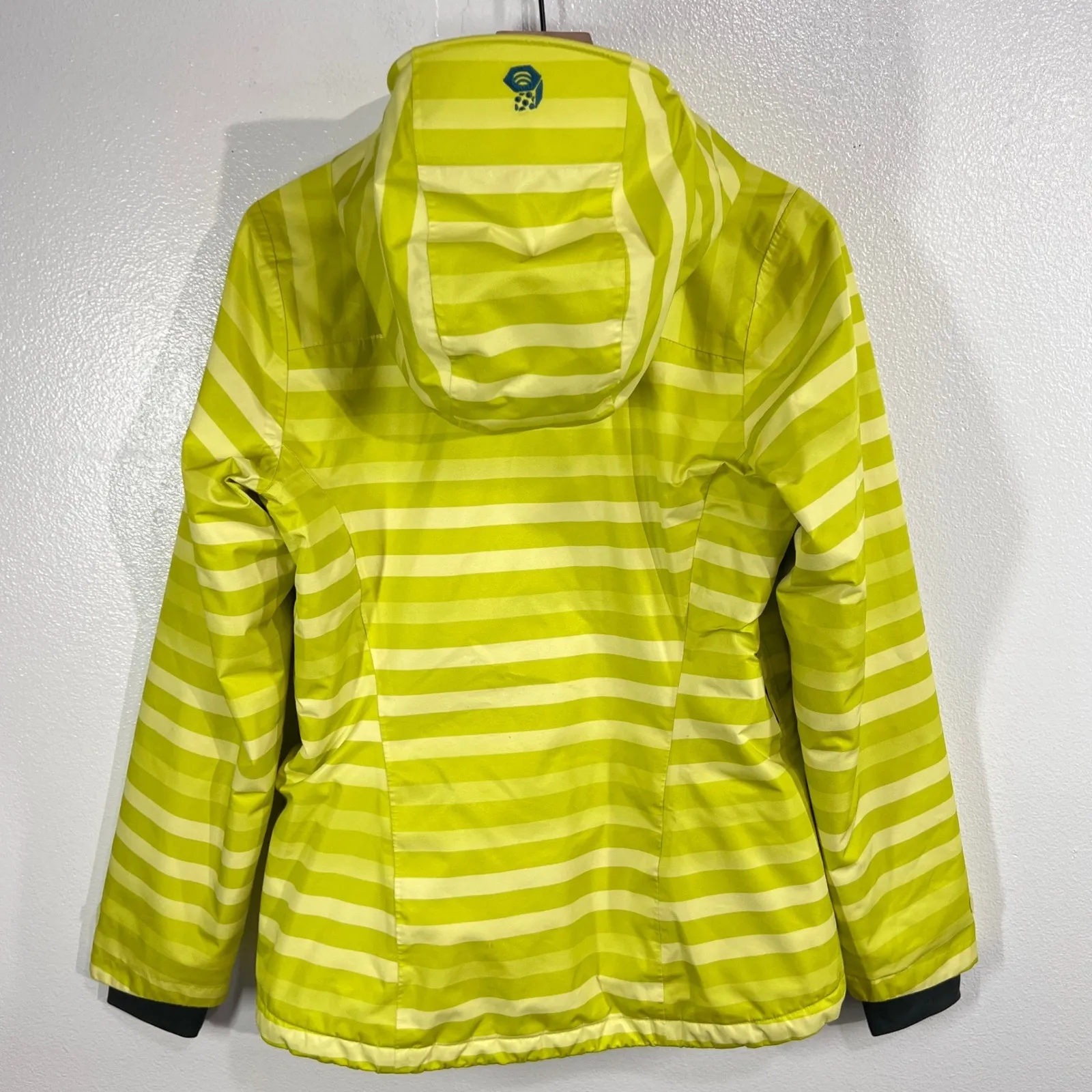 Mountain Hardwear Barnsie Jacket Womens Medium Yellow Striped Waterproof Winter - Image 2