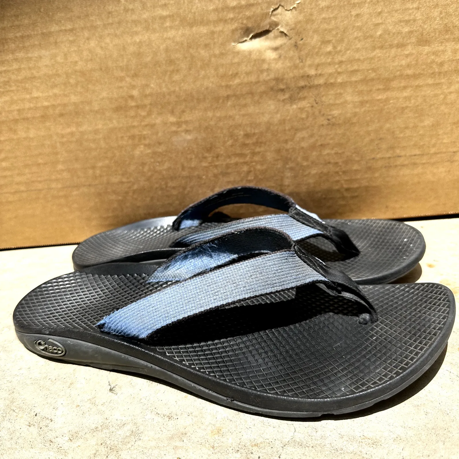 Chaco Classic Flip Flop EcoTread Luvseat Slides Slip On Black Blue 10 - Image 2