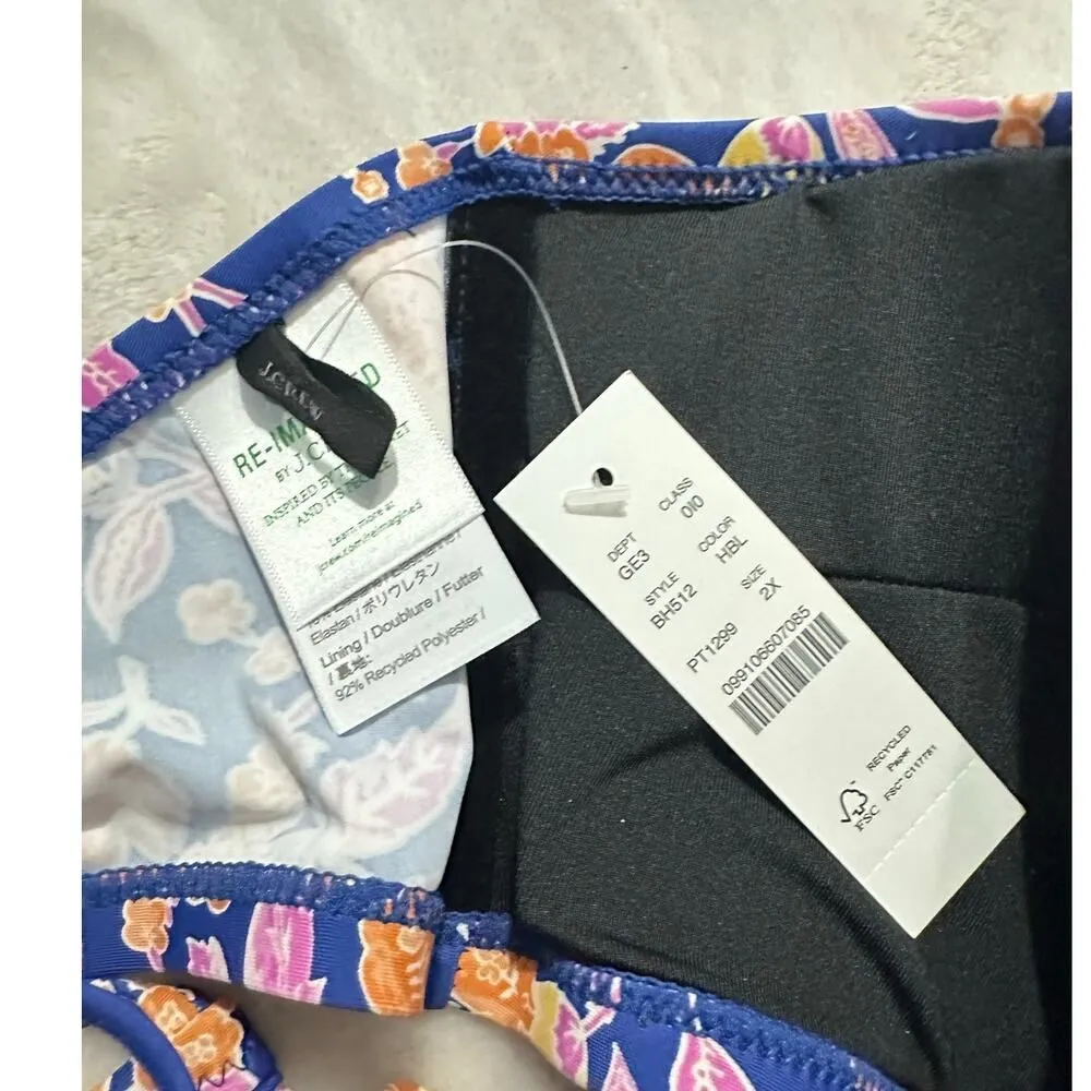 J.Crew 2 Piece Bikini Set Women's Plus 2X Blue Orange Pink Halter NWT - Image 3