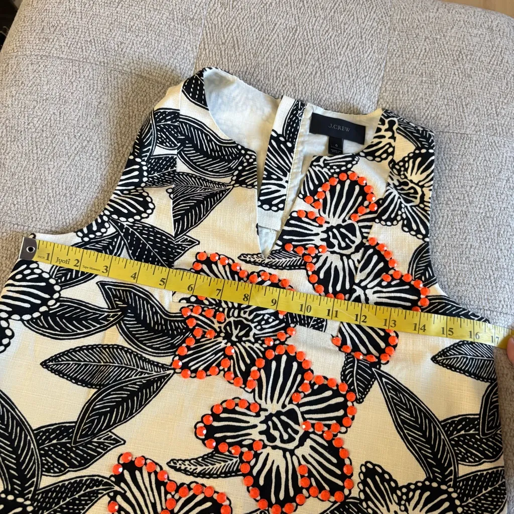 J CREW Notched‎ Shell Polynesian Beaded Top Size 0 - Image 7