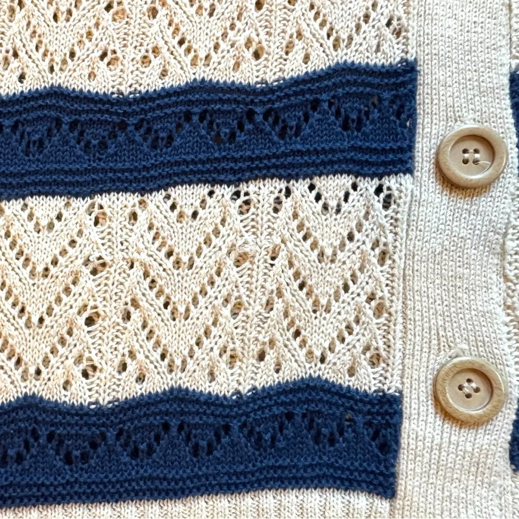 POL Boho Striped Open Knit Cardigan Sweater L Coastal Grandma Festival Layering - Image 8