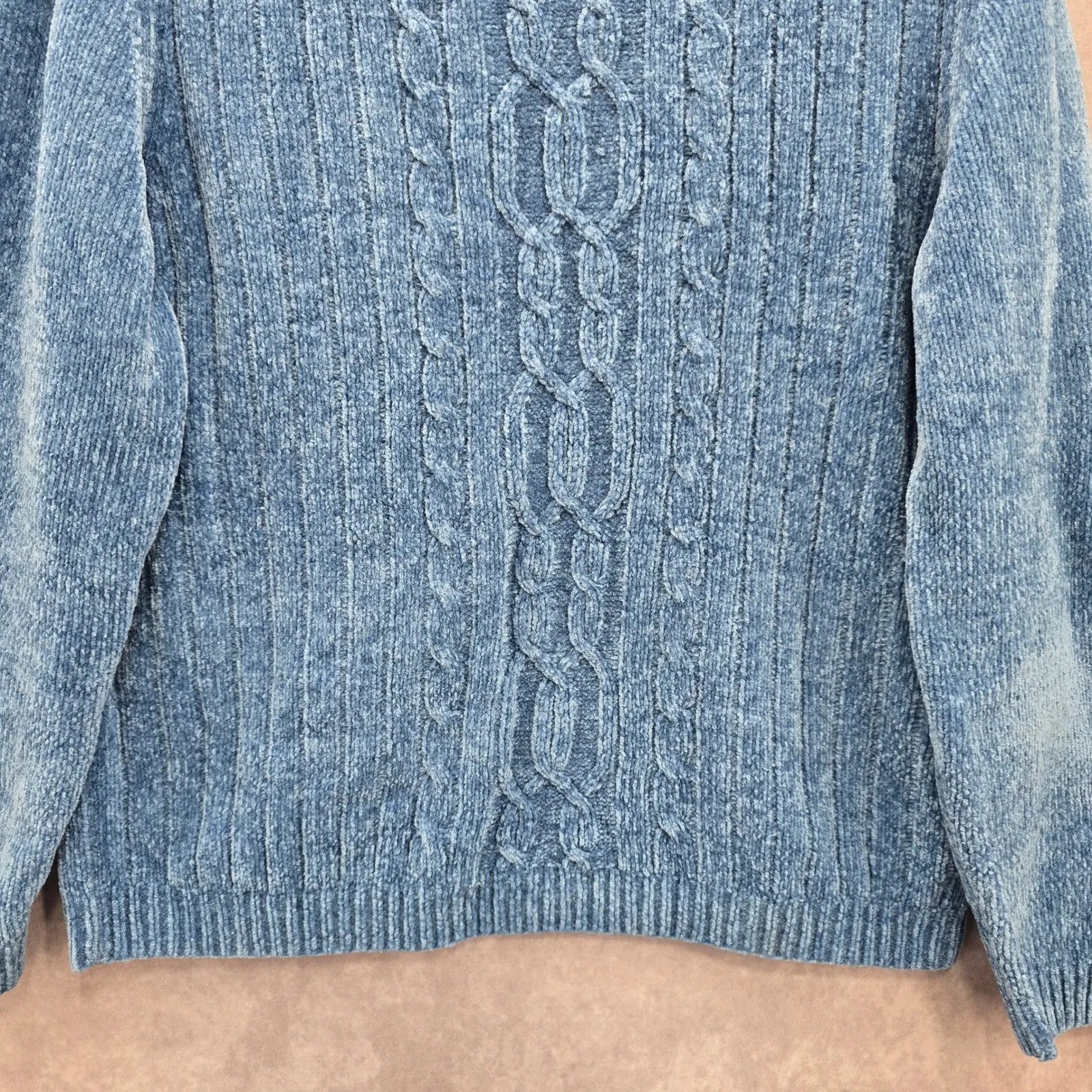 Alfred Dunner Blue Knit Ribbed Cozy Preppy Fairy Dreamy Pullover Sweater Small - Image 3