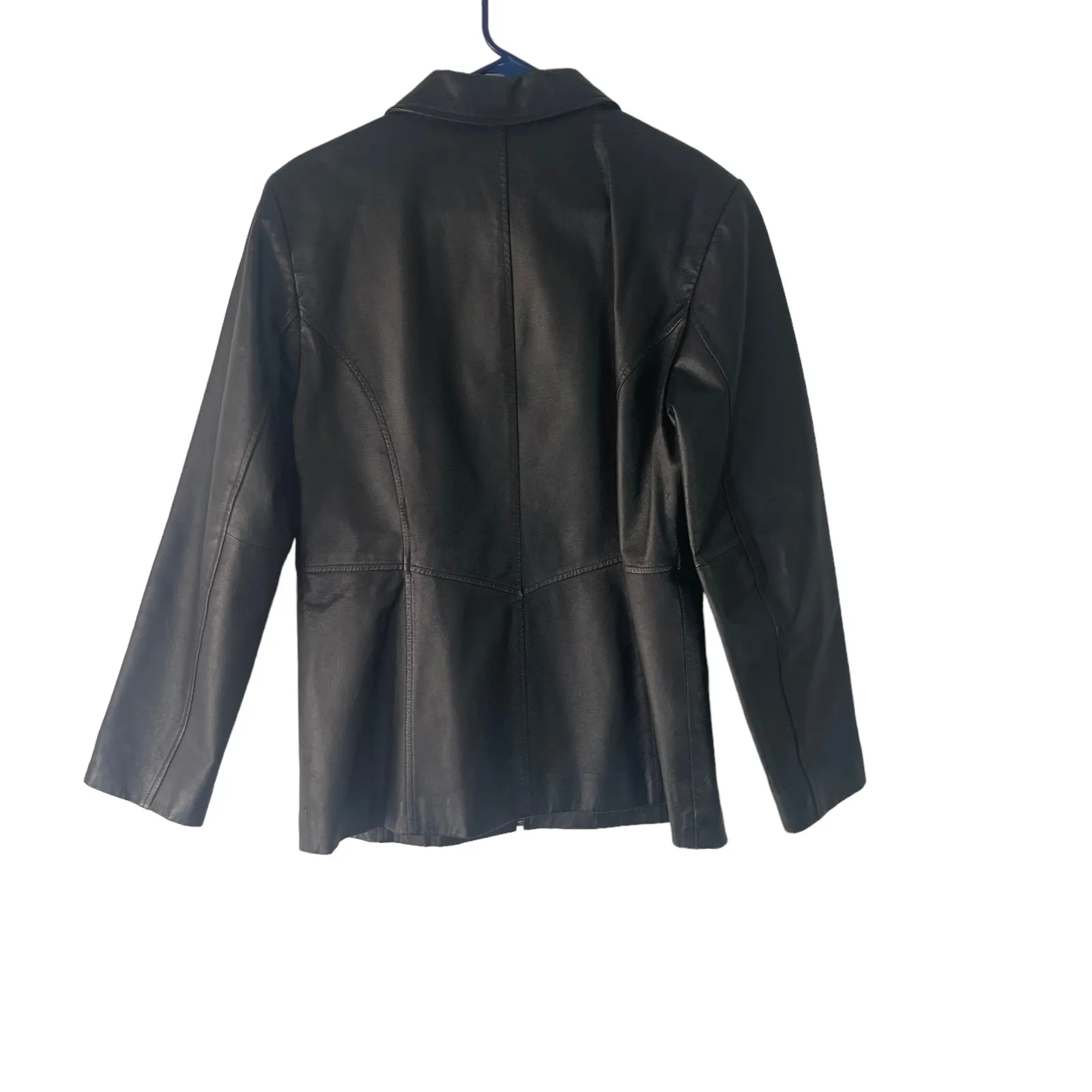 Jacqueline Ferrar Vintage 90s Women's Size Medium Black Leather Jacket Coat - Image 5